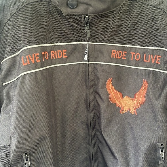 Bull Faster Textile Motorcycle Jacket ‘Live to Ride’ Eagle Black Men’s Small - Picture 3 of 11